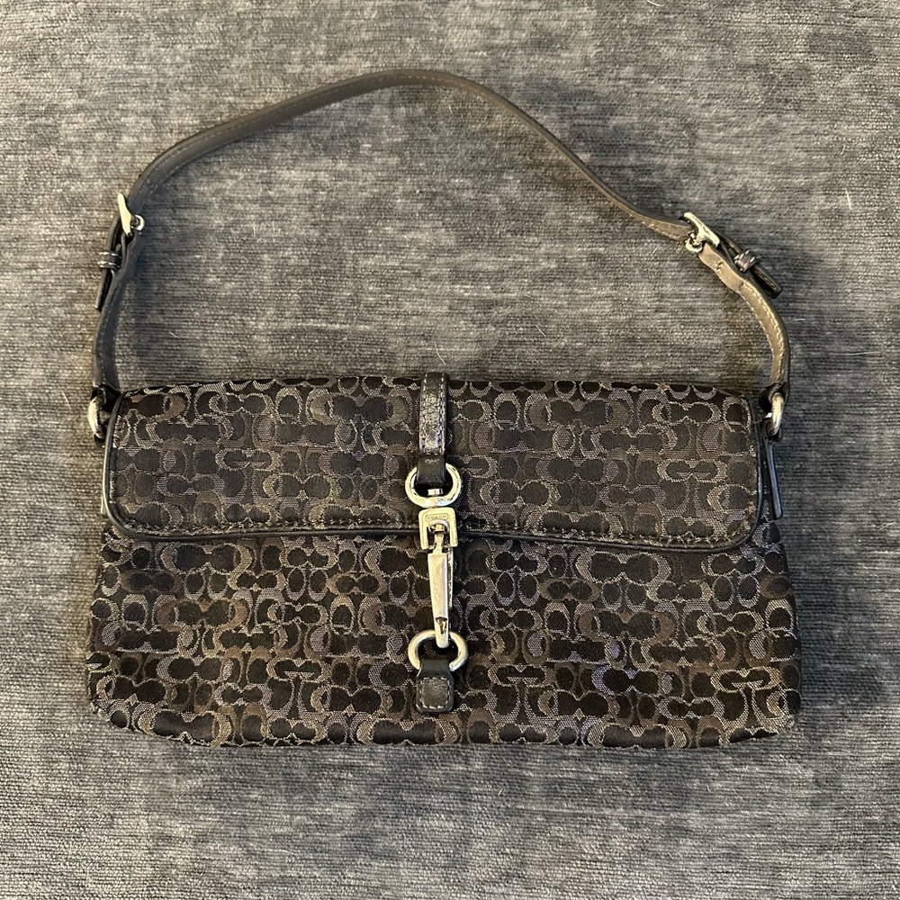 Small black and silver vintage monogram Coach purse